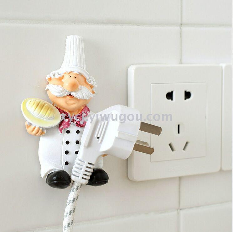 Chef power cord socket storage hanger, powerful plug storage hook, resin adhesive hook