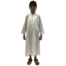 伊斯兰孩子跨境现货阿拉伯孩子8~18岁中童男孩长袍穆斯林长袖长袍