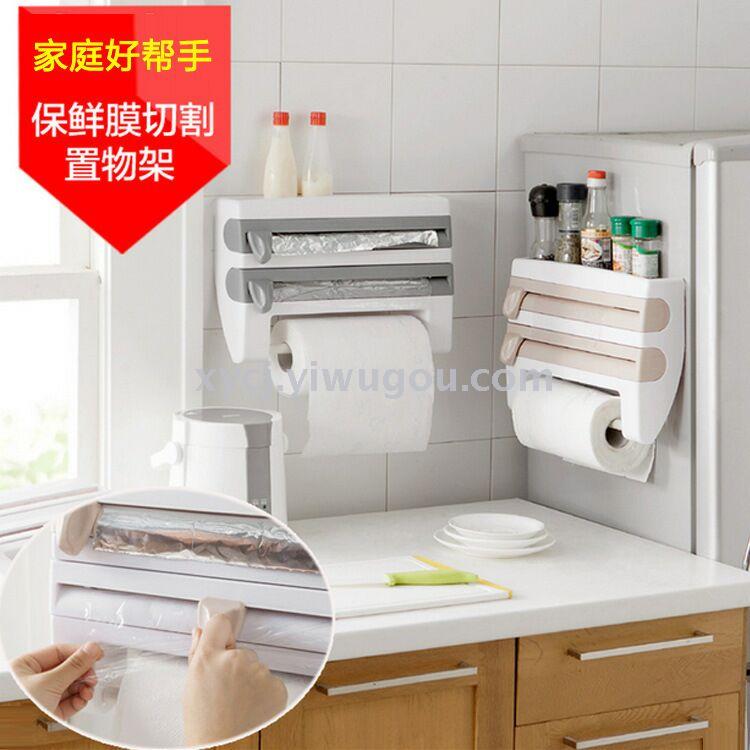 Plastic wrap rack Kitchen storage rack with cutters Plastic wrap storage rack Wall paper towel rack