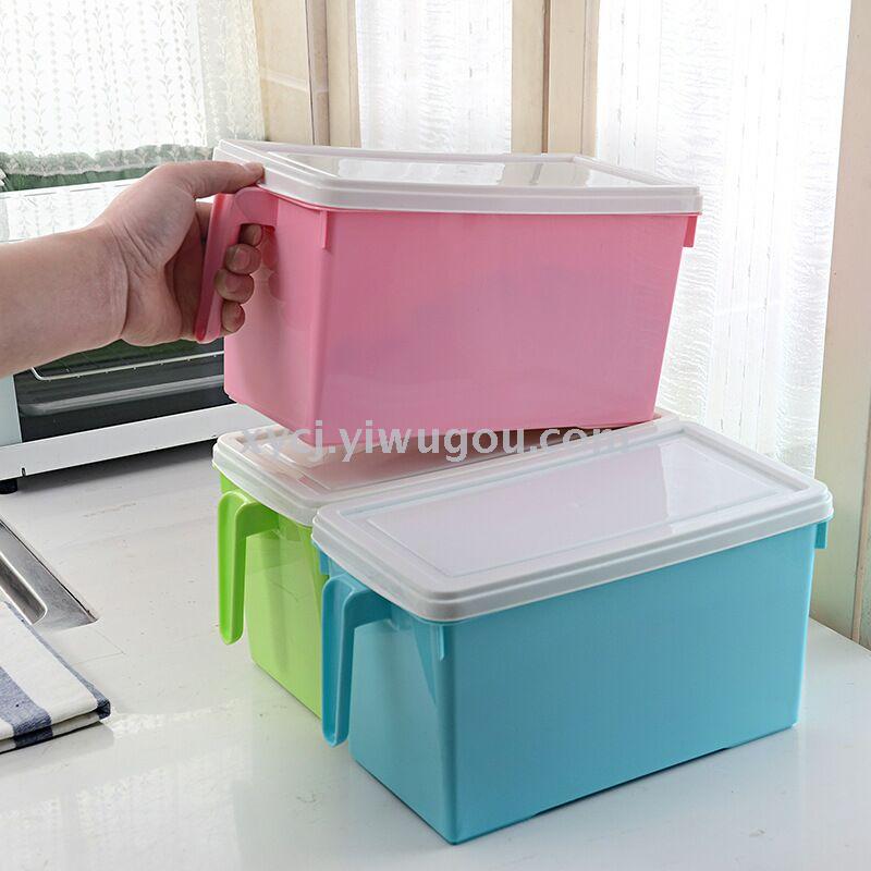 Kitchen tidying, stackable storage sealed cans, handle tidying box, refrigerator, cabinet with lid, home plastic food storage box Specification image