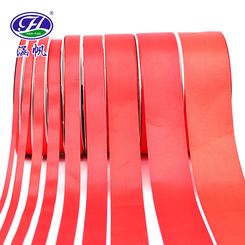 Factory direct sales supply of bright red ribbed ribbons, webbing, DIY hair accessories, threaded ribbons, gift packaging, ribbon clothing details Picture