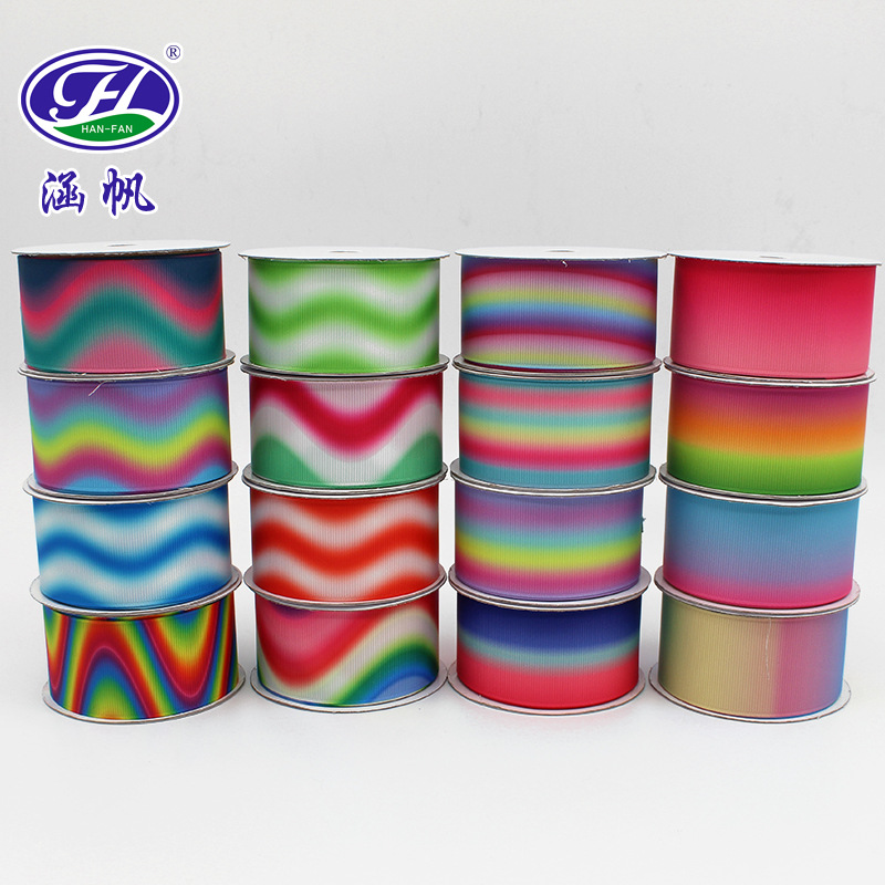 Custom Printing Webbing Color Gradient Printing Rib Tape Screen Printing 4Cm Wide Thermal Transfer Printing Custom details Picture