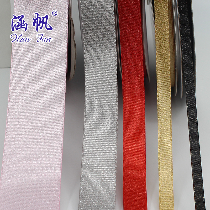 Hanfan Webbing, wholesale of gold and silver weft ribbons, color tin bags, gold weft ribbons, polyester fabric, hand-made accessories in stock Specification image