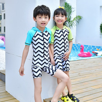 2018 new children's swimsuit Boys swimsuit Big kids one-piece swimsuit long sleeve quick dry sun protection swimsuit girls