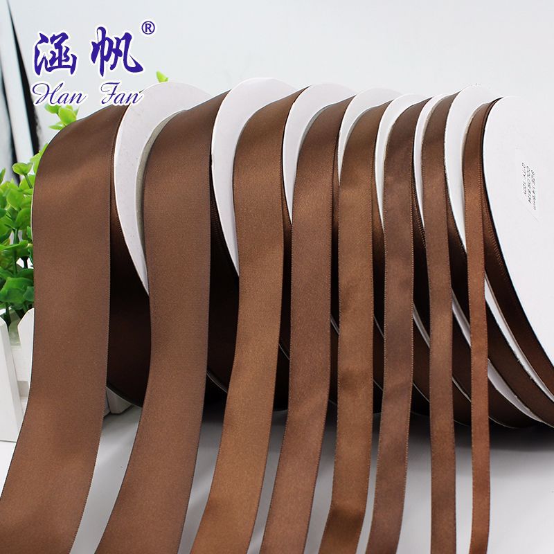 6mm-50mm coffee-colored polyester webbing factory direct sales ribbon ribbons, decorative gifts, cakes, wedding ribbons Specification image