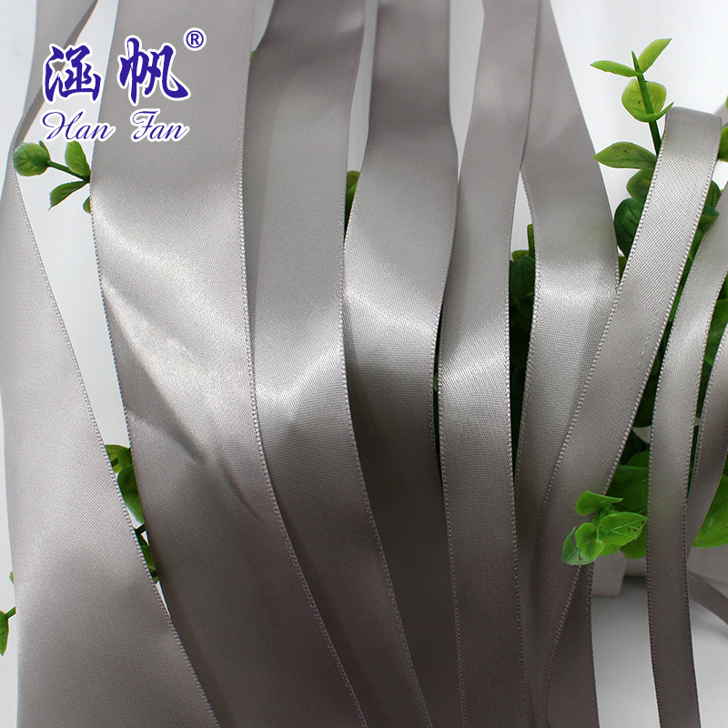 6mm-50mm grey ribbon high-density polyester ribbon wedding decoration DIY packaging ribbon factory direct sales Specification image