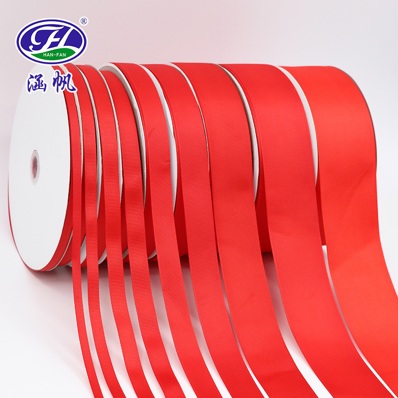 Factory direct sales supply of bright red ribbed ribbons, webbing, DIY hair accessories, threaded ribbons, gift packaging, ribbon clothing Specification image