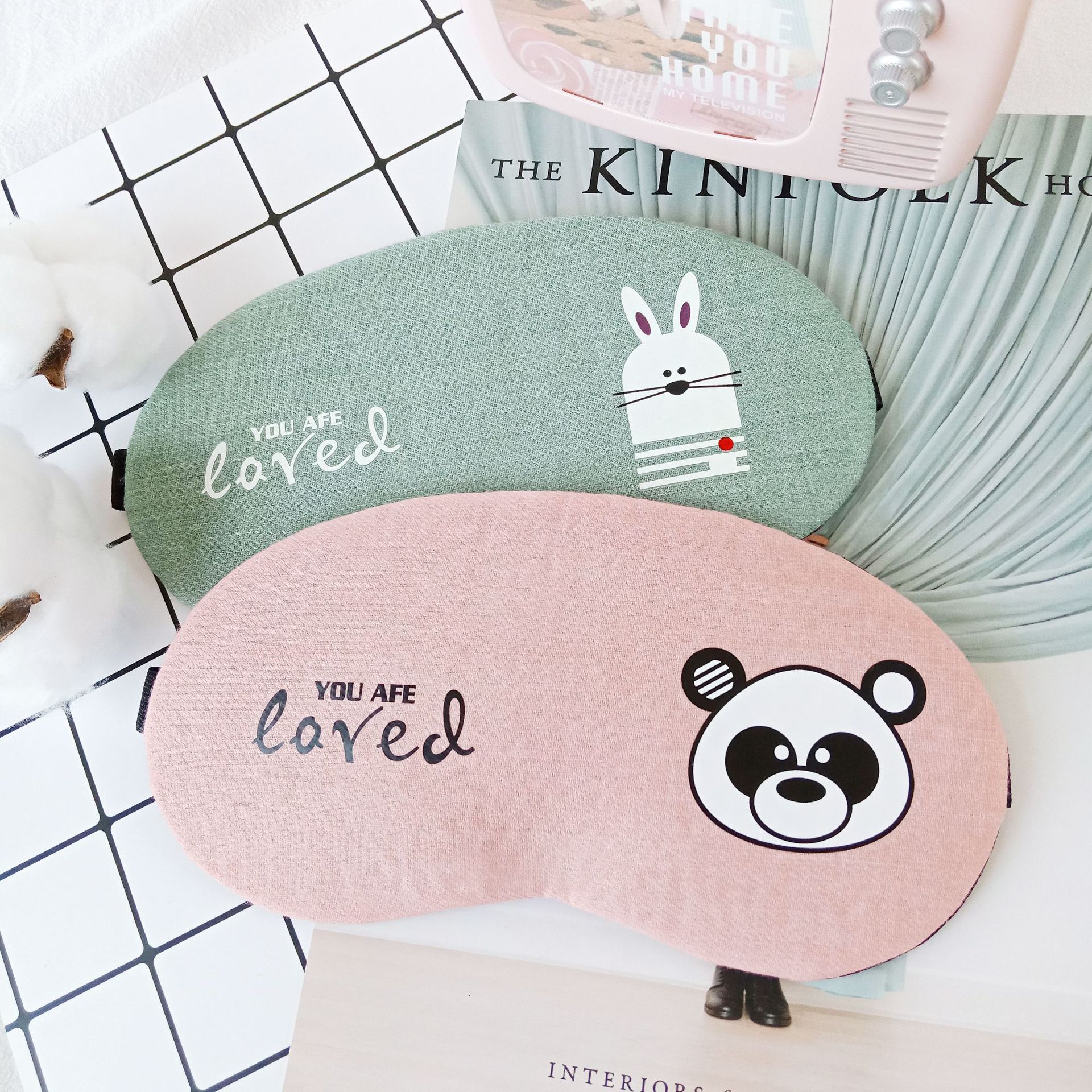 Cute animal head travel cotton and linen cold and hot compress sleep cartoon shading eye mask personalized customization direct sales Application Scenario