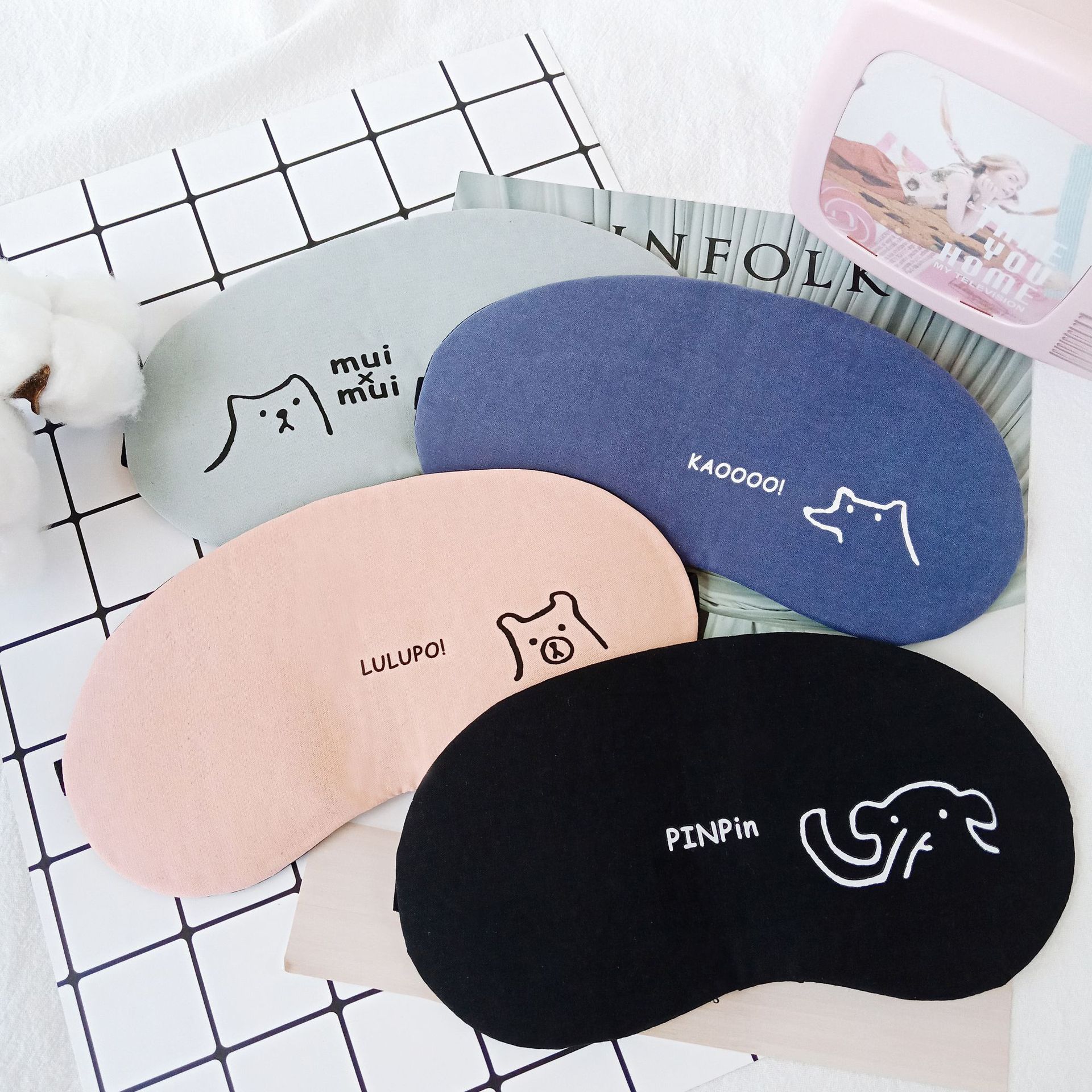 Cute and creative animal sleep shading, cold and hot compress, ice eye mask, cotton and linen breathable eye mask