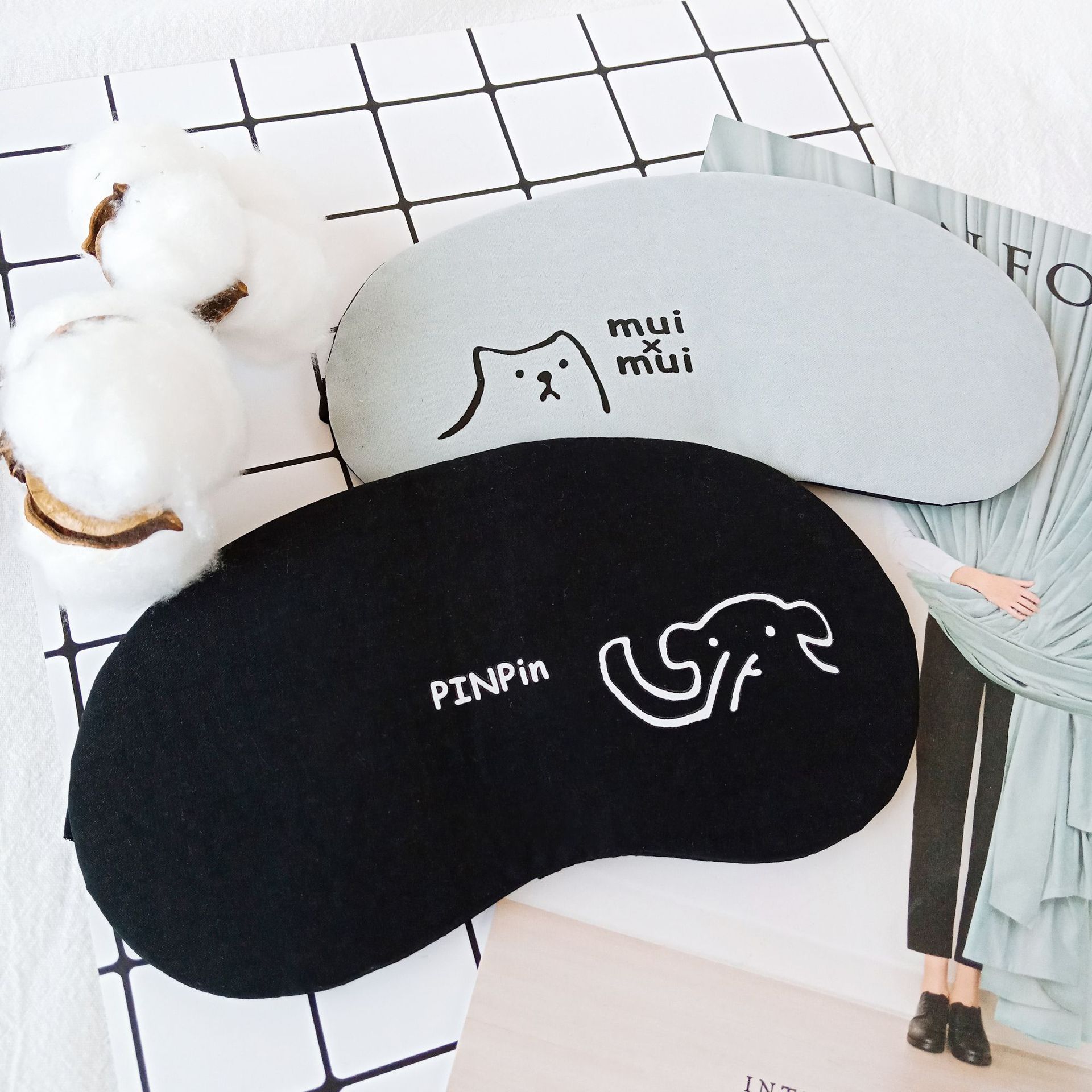 Cute and creative animal sleep shading, cold and hot compress, ice eye mask, cotton and linen breathable eye mask details Picture