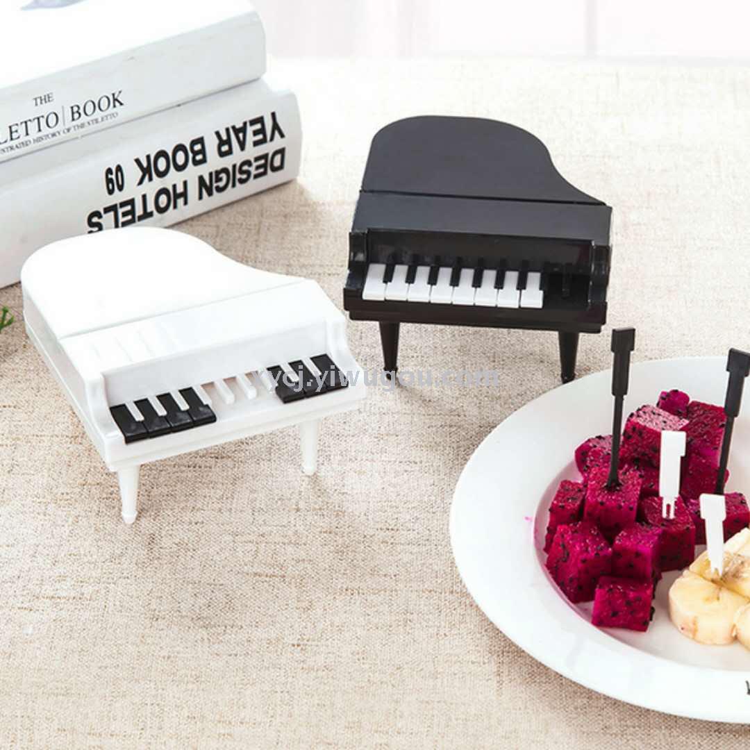 Piano-shaped keys, fruit forks, household fruit forks, creative children's fruit picks, fruit forks, plastic inserts details Picture