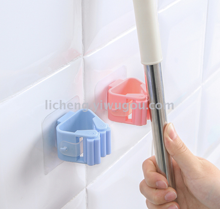 Traceless suction cup mop rack toilet hole-free mop rack broom rack