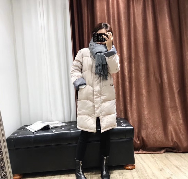 Winter foreign trade women's mid-length down cotton-padded jacket, large-sized student cotton-padded jacket, thickened straight-leg cotton-padded jacket details Picture