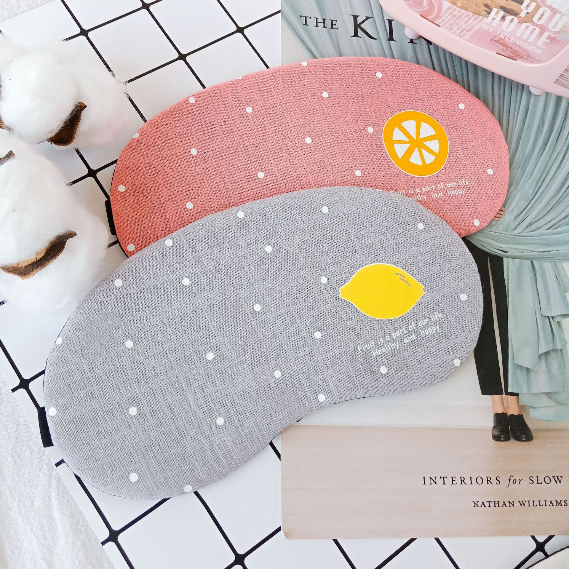 Wholesale fruit sleep eye masks, cartoon breathable and light-blocking cold and hot compress eye masks, cotton and linen ice pack eye masks details Picture