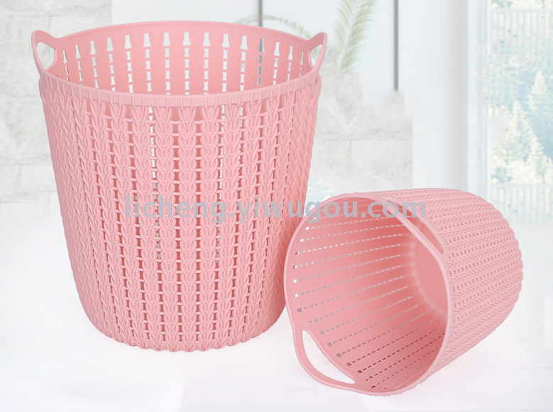 Creative desktop storage box, circular plastic laundry basket, storage blue Specification image