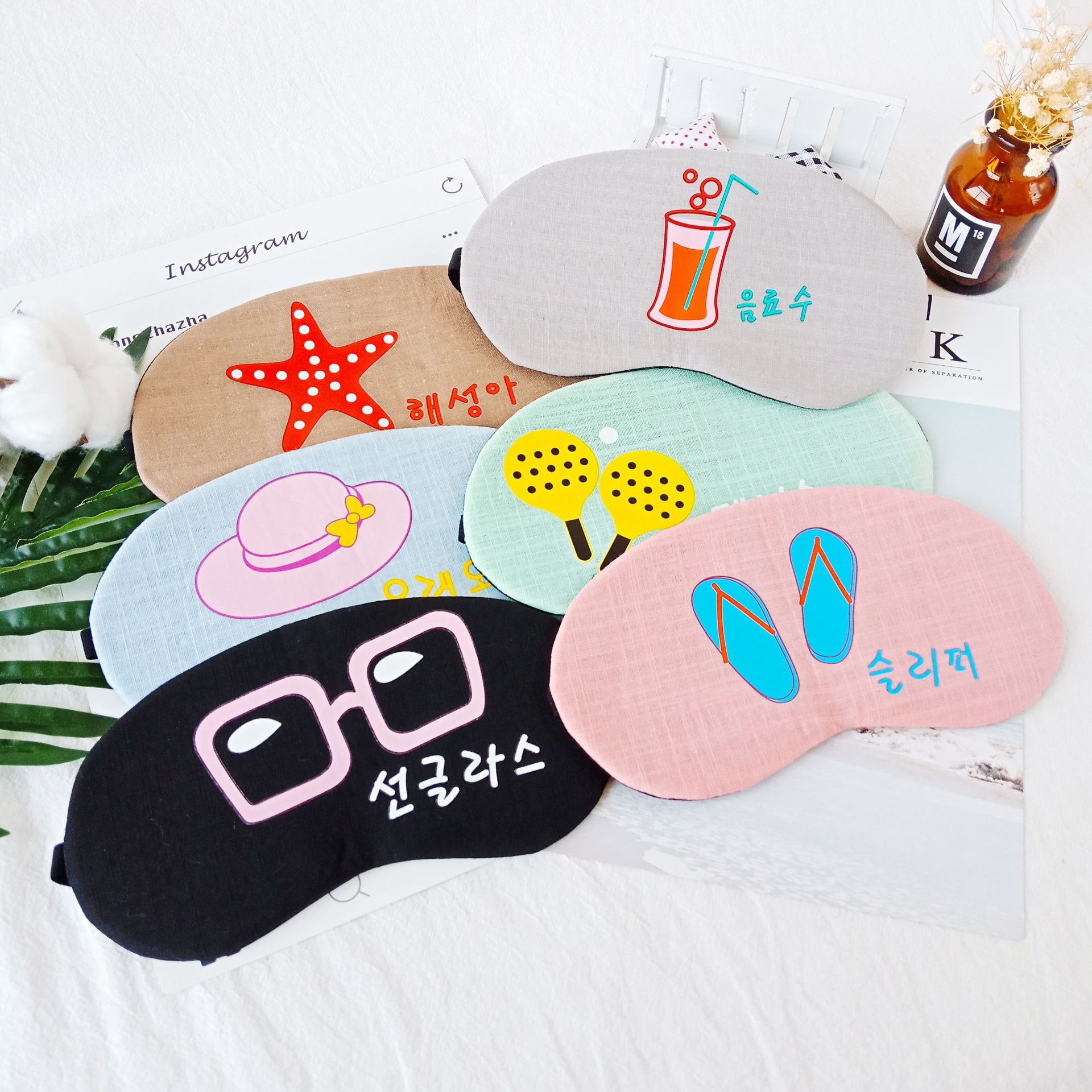 Summer cute sleep cartoon, breathable and light-blocking, cold and hot compress, personalized cotton and linen ice pack eye mask