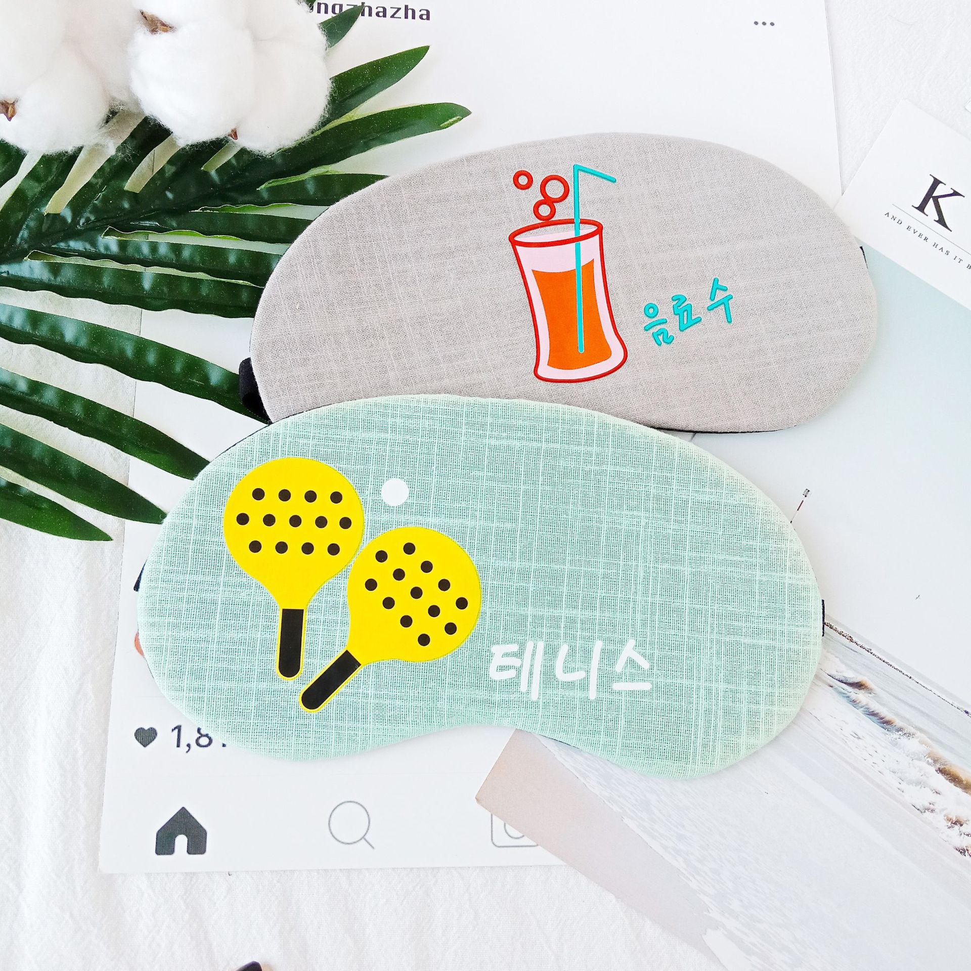 Summer cute sleep cartoon, breathable and light-blocking, cold and hot compress, personalized cotton and linen ice pack eye mask Specification image