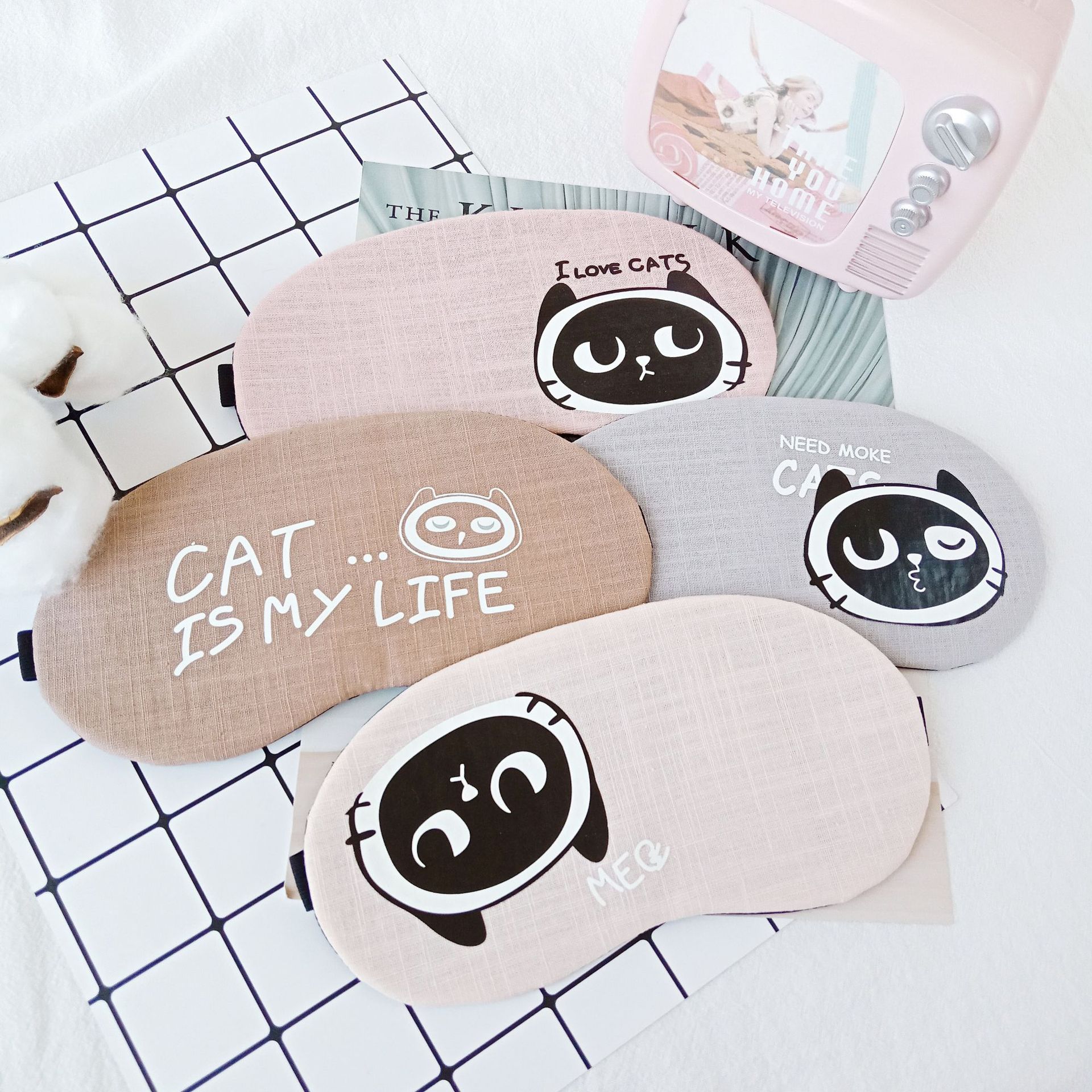 Cute, breathable, hot ice packs for sleep, pure cotton, animal personality, funny, light-blocking ice packs, fashionable eye masks available for customization