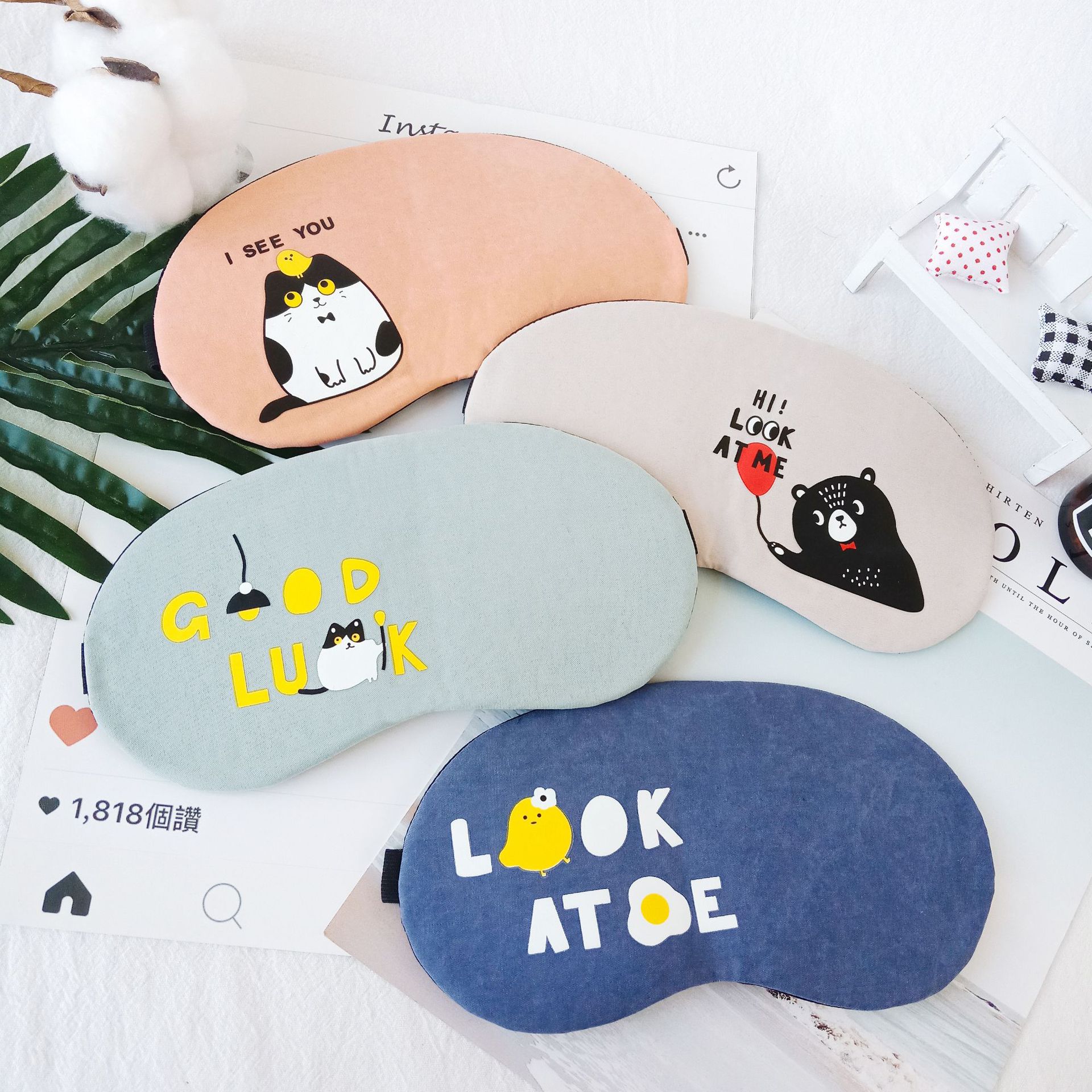 Cute cartoon sleep shading animal eye mask, cold and hot compress ice eye mask, cotton and linen breathable eye mask manufacturer wholesale