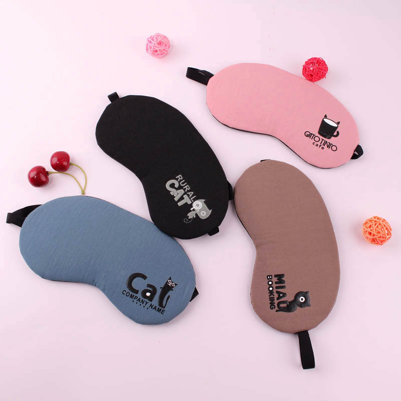 New cute cat-patterned cotton and linen ice pack light-blocking sleep eye protection mask
