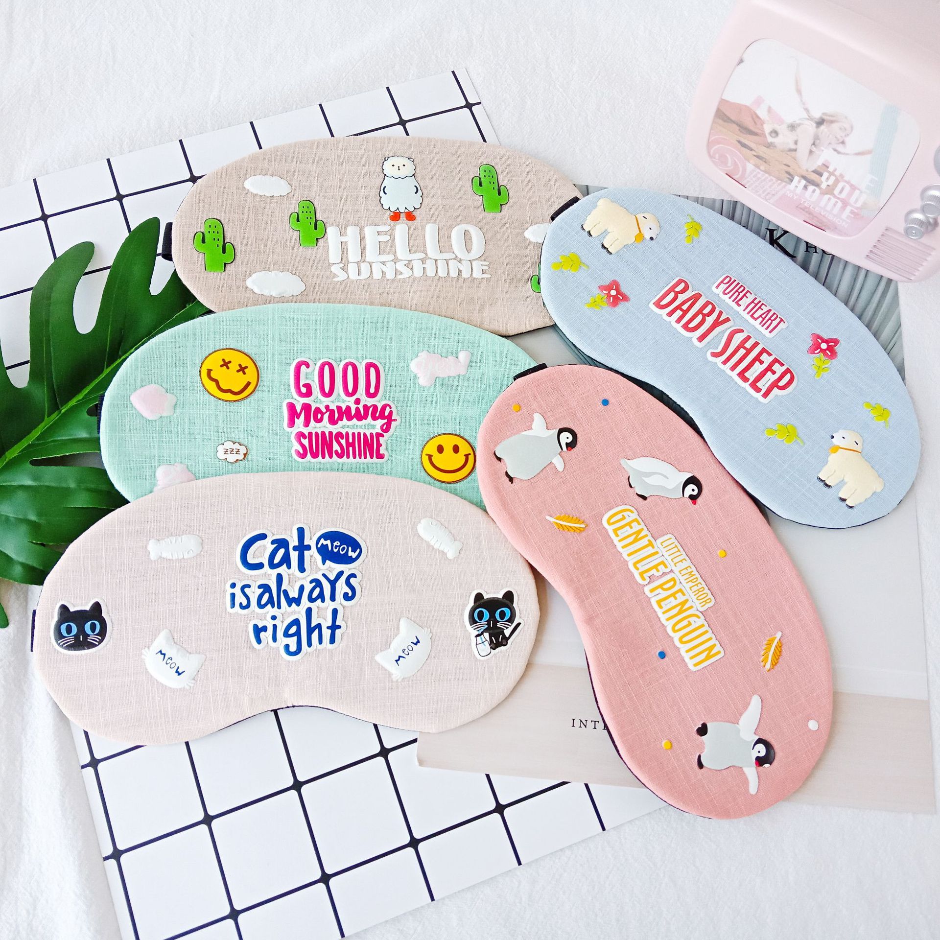 Cute, breathable, hot ice packs for sleep, pure cotton and linen light-blocking ice packs, fashionable eye masks available for customization and direct sales