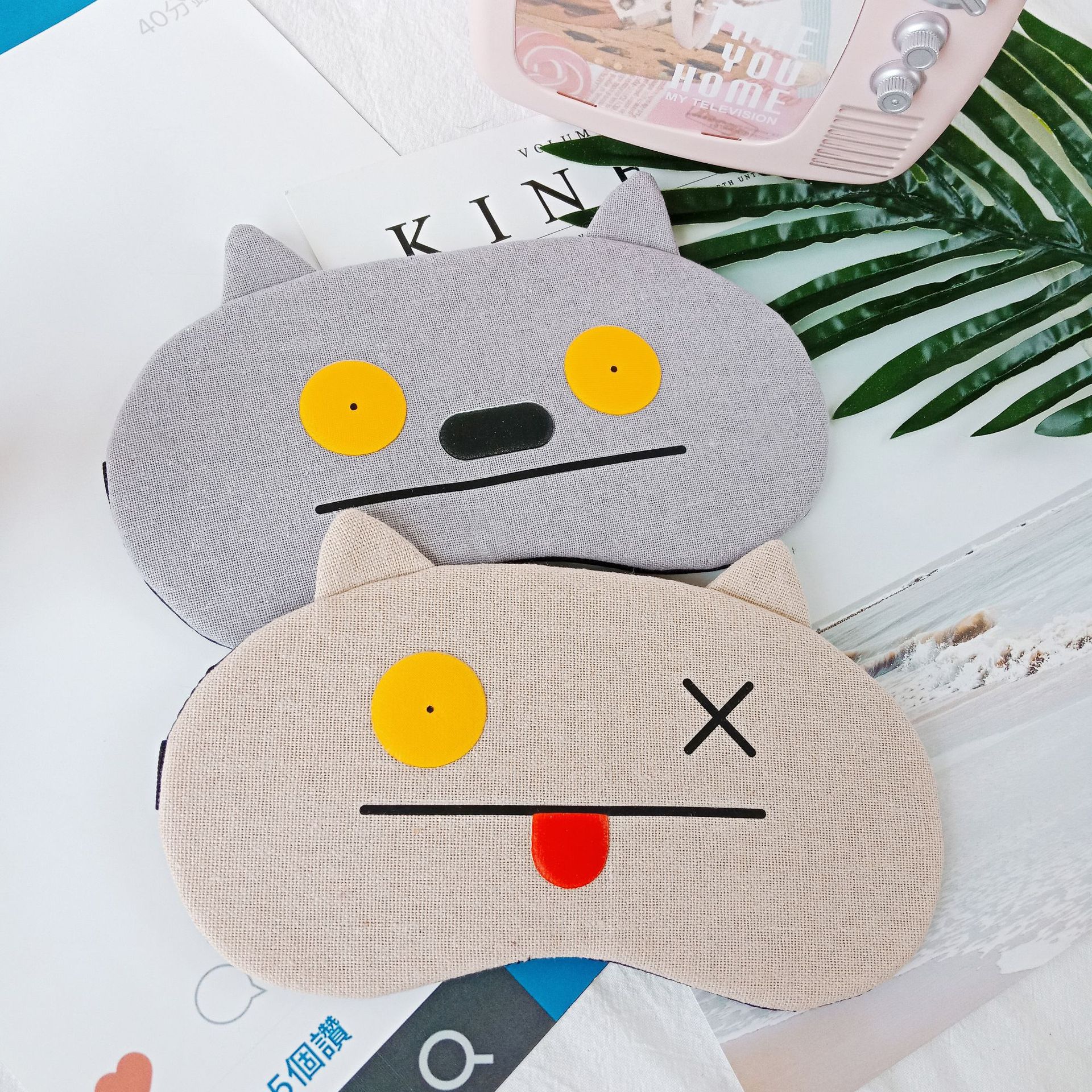 Summer cool and breathable ice packs for men and women, cute cartoon ears, light-blocking sleep eye protection masks sold directly by the manufacturer Specification image