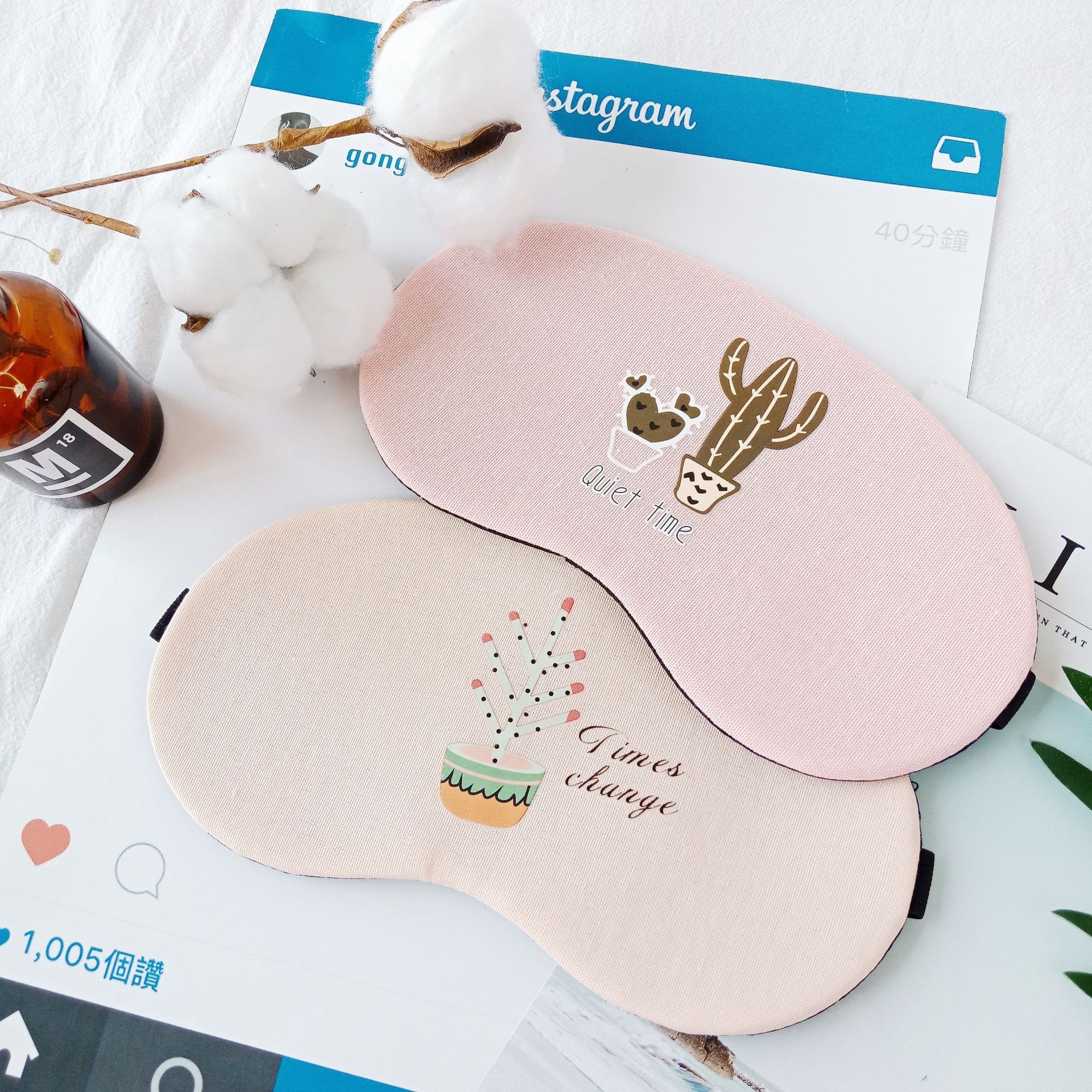 Summer, cute and unique cartoon sleep shading, cold and hot compress, cotton and linen breathable eye mask with sound details Picture