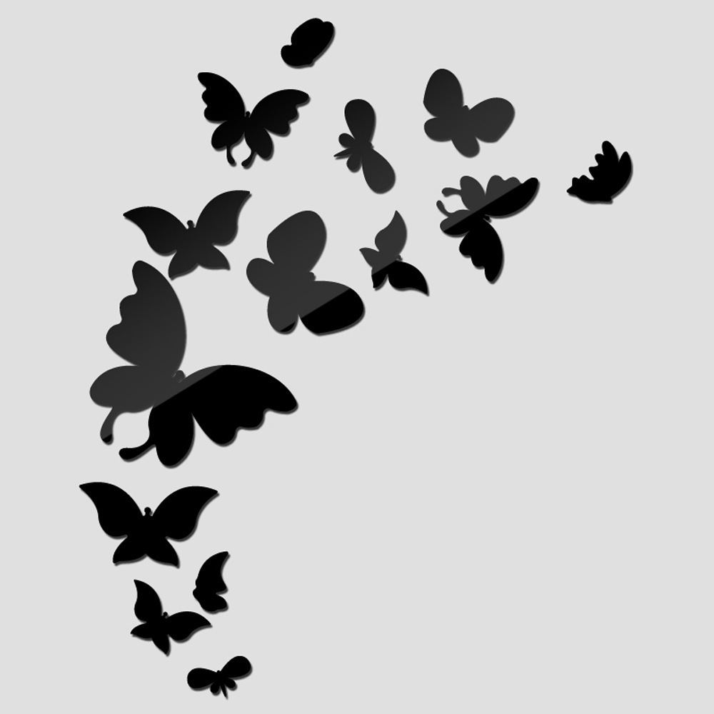 Jm057diy Reflective Acrylic Mirror Wall Paste 14 Butterfly Mirror Wall Paste Bedroom Living Room Decoration Hot Sale Application Scenario