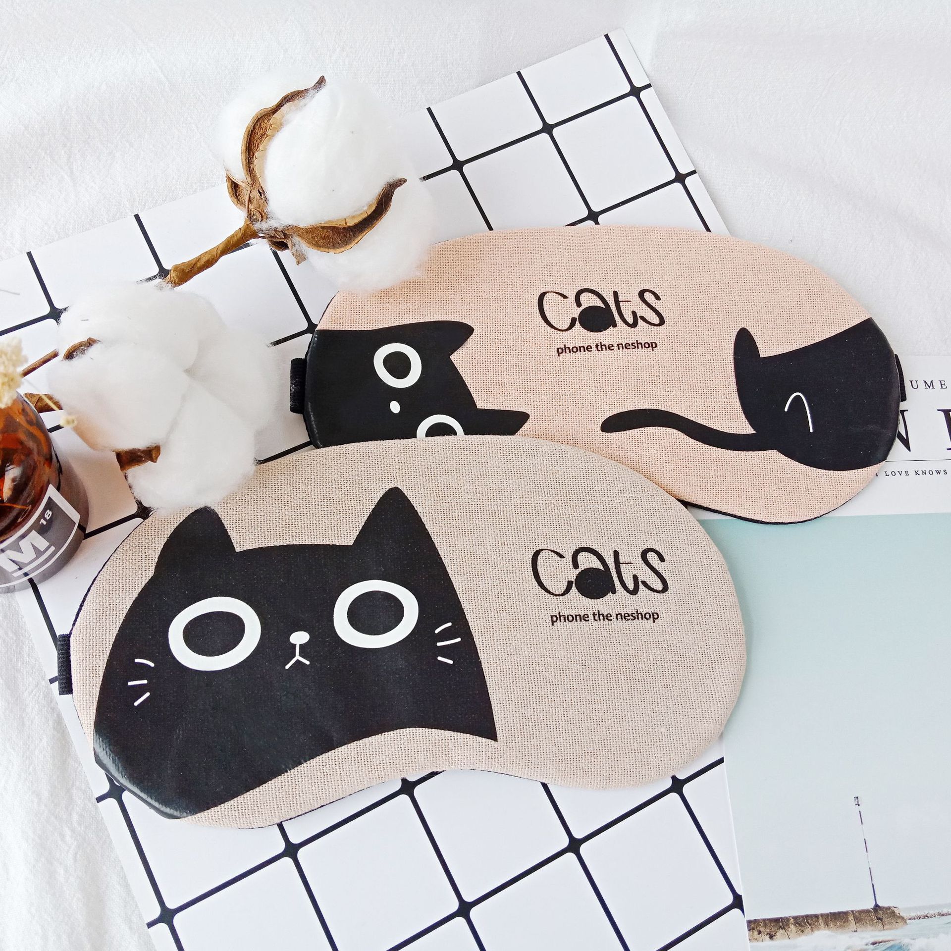 Cute animal creative cartoon sleep shading, cold and hot compress, ice eye mask, cotton and linen breathable eye mask details Picture