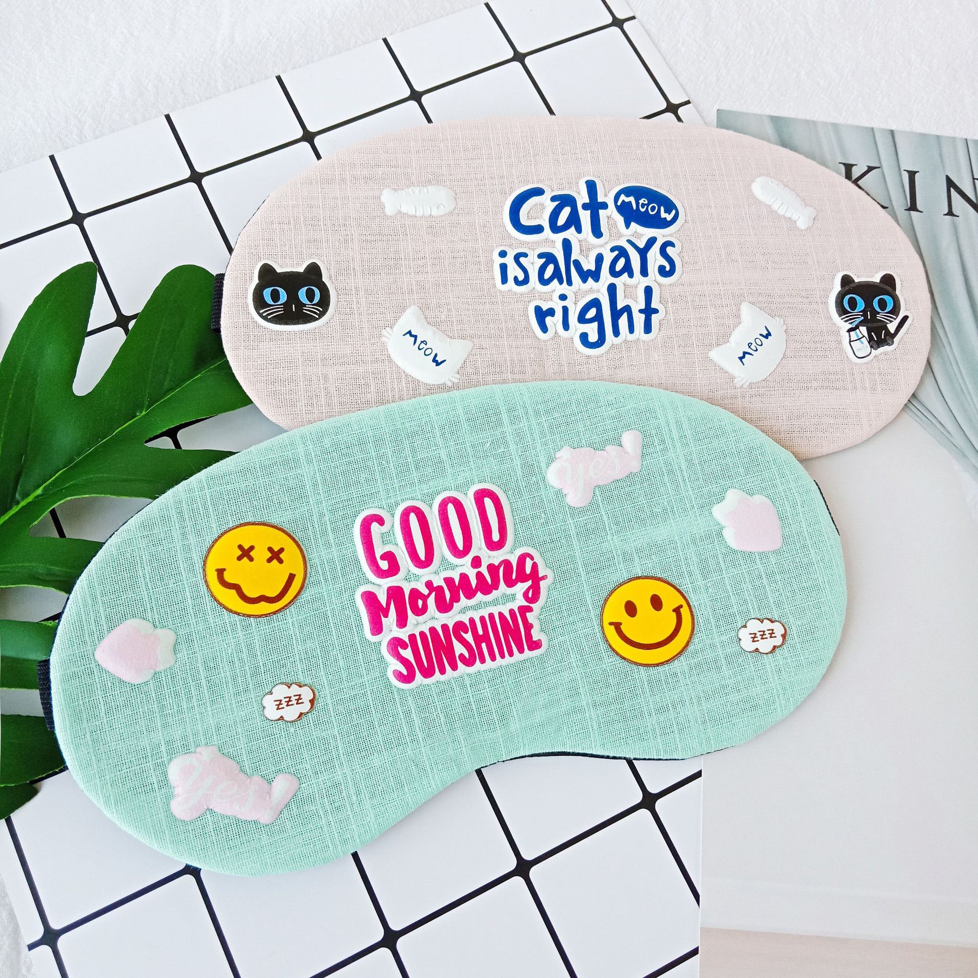 Cute, breathable, hot ice packs for sleep, pure cotton and linen light-blocking ice packs, fashionable eye masks available for customization and direct sales details Picture