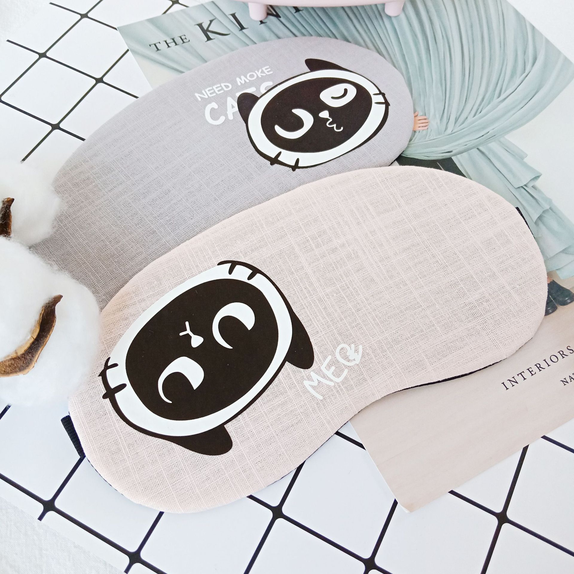 Cute, breathable, hot ice packs for sleep, pure cotton, animal personality, funny, light-blocking ice packs, fashionable eye masks available for customization Specification image