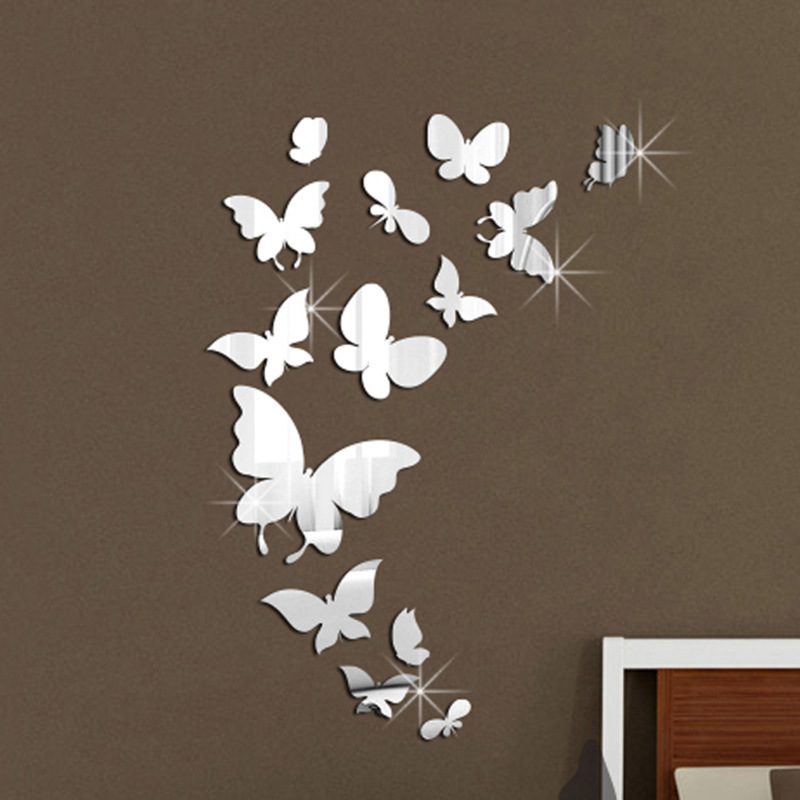 Jm057diy Reflective Acrylic Mirror Wall Paste 14 Butterfly Mirror Wall Paste Bedroom Living Room Decoration Hot Sale Specification drawing