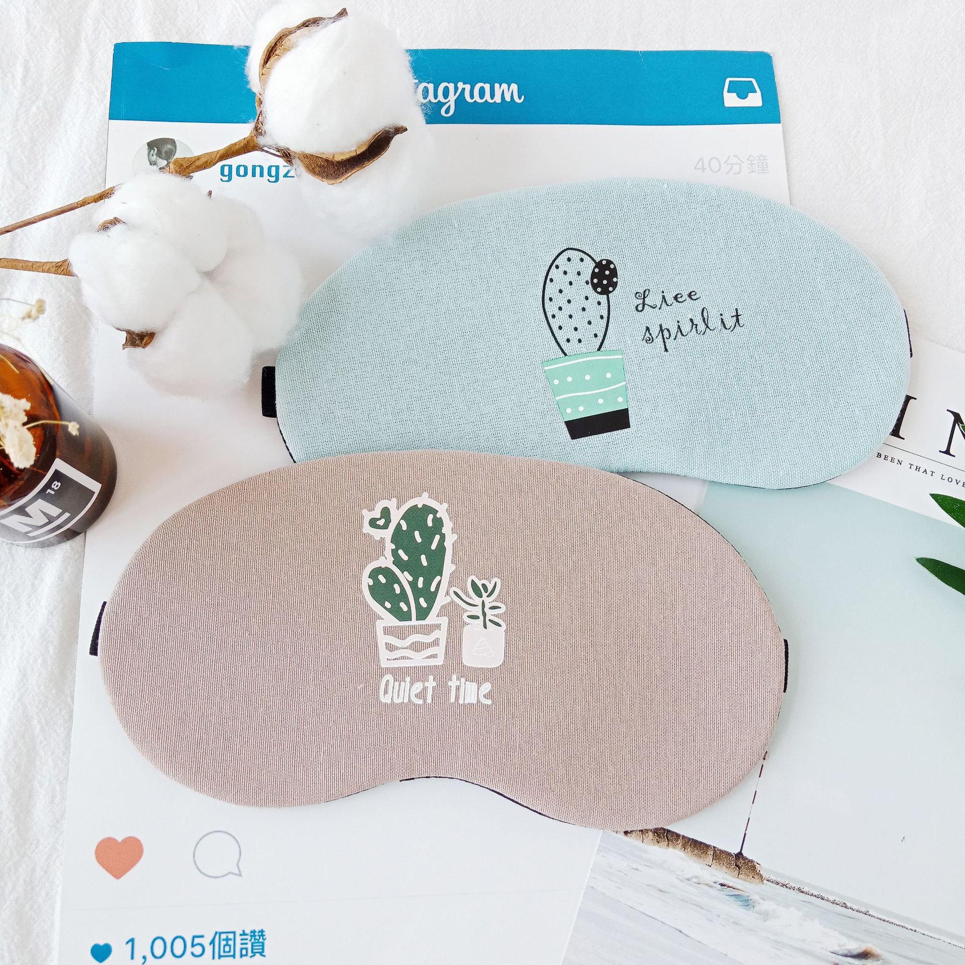 Summer, cute and unique cartoon sleep shading, cold and hot compress, cotton and linen breathable eye mask with sound Specification image