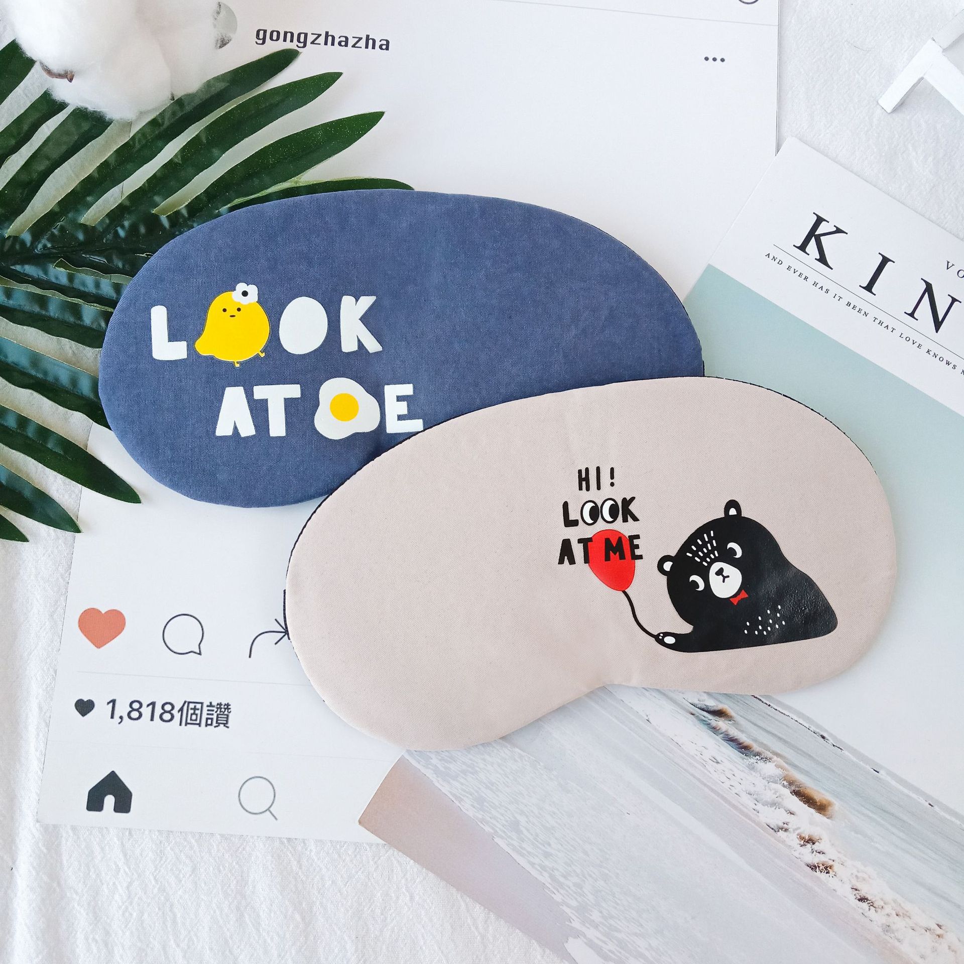 Cute cartoon sleep shading animal eye mask, cold and hot compress ice eye mask, cotton and linen breathable eye mask manufacturer wholesale Specification image