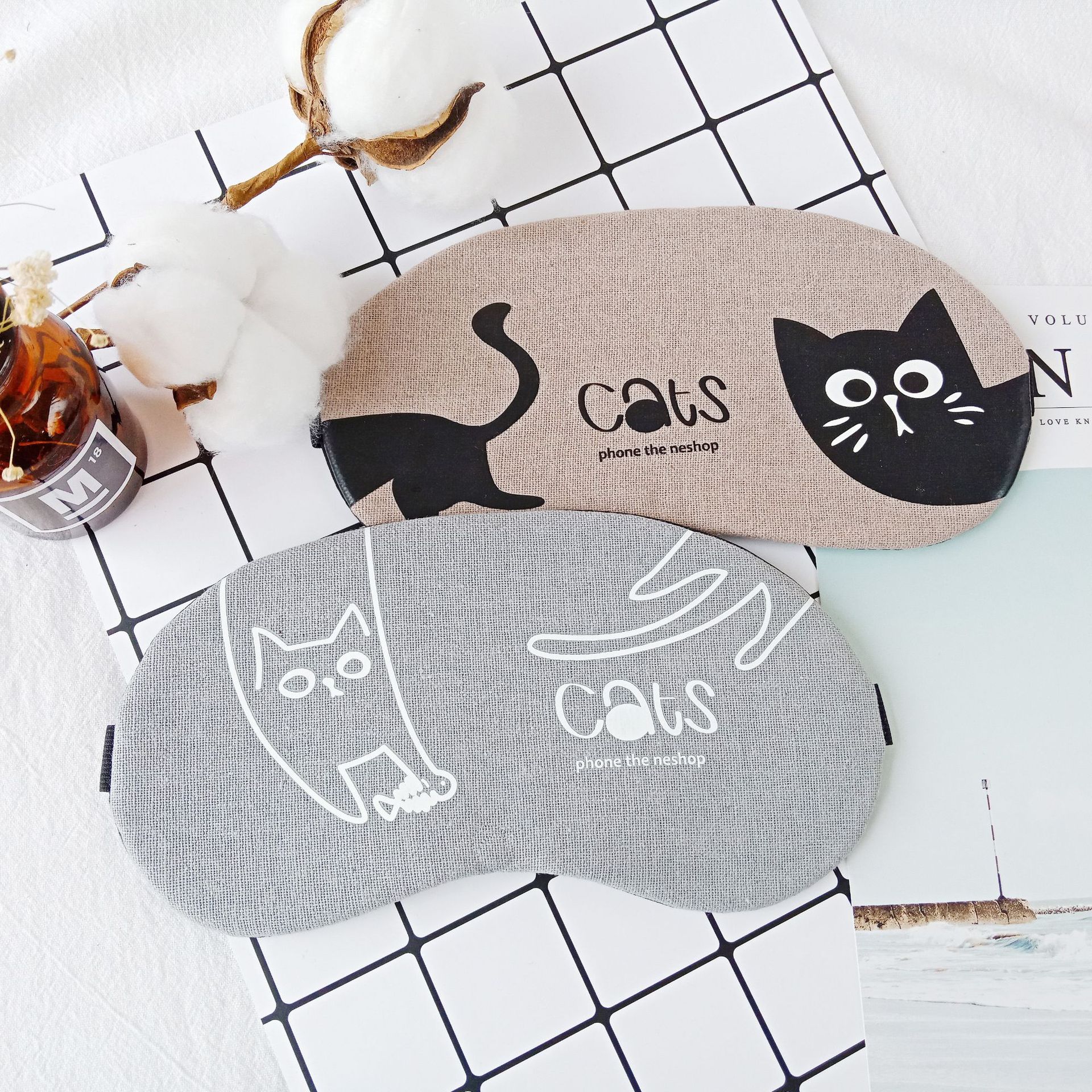 Cute animal creative cartoon sleep shading, cold and hot compress, ice eye mask, cotton and linen breathable eye mask Specification image