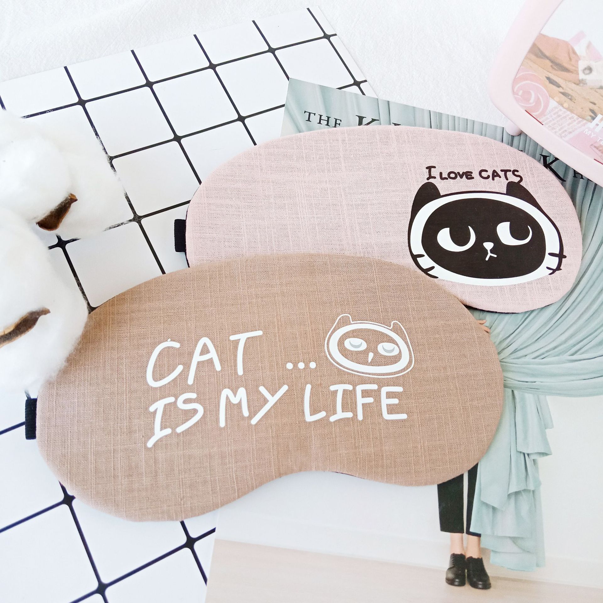 Cute, breathable, hot ice packs for sleep, pure cotton, animal personality, funny, light-blocking ice packs, fashionable eye masks available for customization details Picture