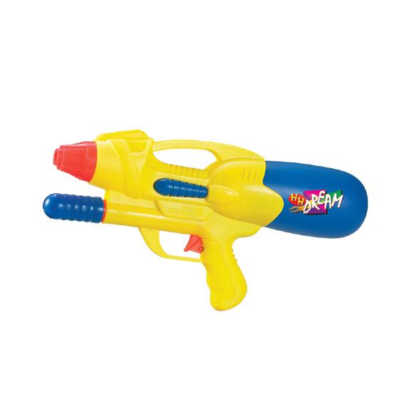 Children play with water pressure water guns full figure