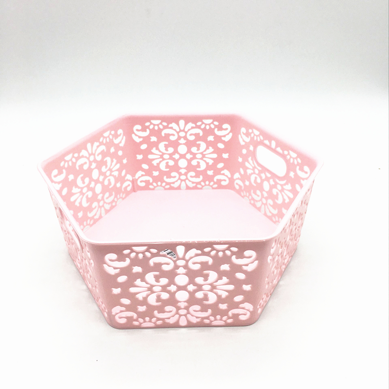 Sunshine department store hexagonal storage basket plastic hollow storage basket portable storage basket