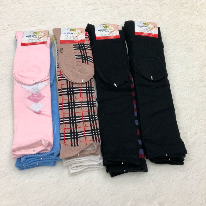 Export women's socks, mid-calf socks, boot socks, high calf socks, knee-high women's socks, long calf socks, cotton, one pair, one card, original packaging Specification image