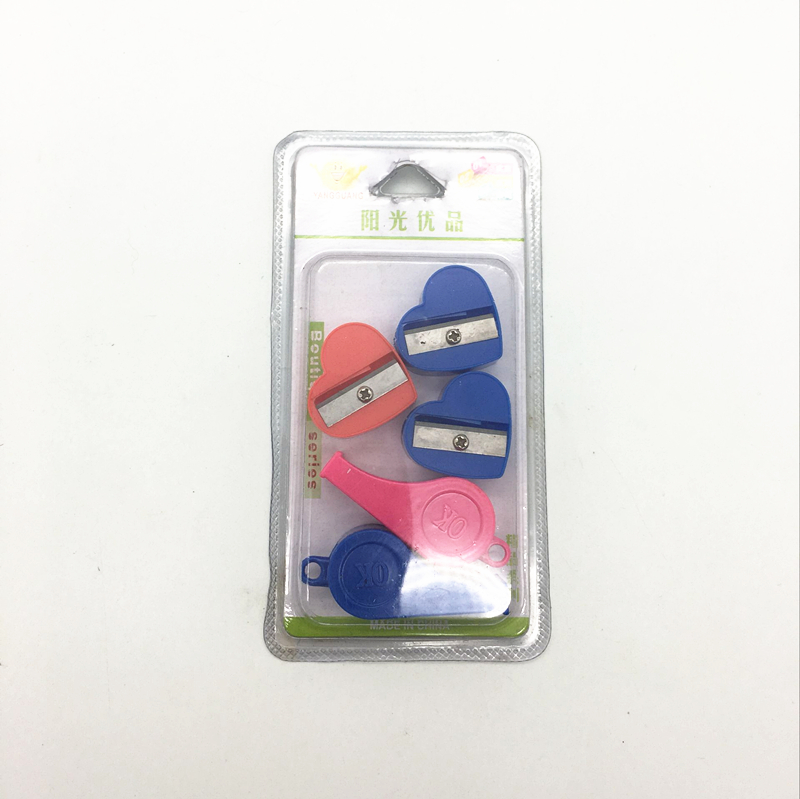 阳光百货 阳光卡装口哨+卷笔刀 文体套装用品 塑料桃心卷笔刀口哨