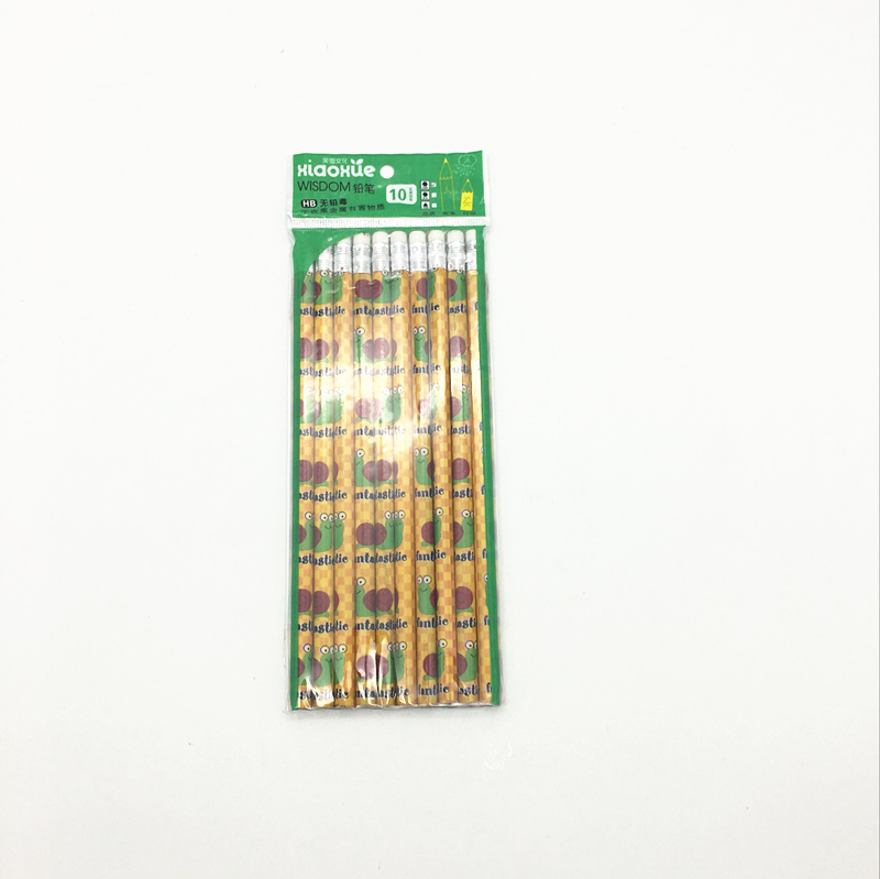 Sunshine Department Store 10-piece set of colored pencils with erasers, HB pencils, student cartoon wooden pencils Specification image