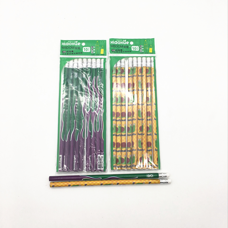 Sunshine Department Store 10-piece set of colored pencils with erasers, HB pencils, student cartoon wooden pencils