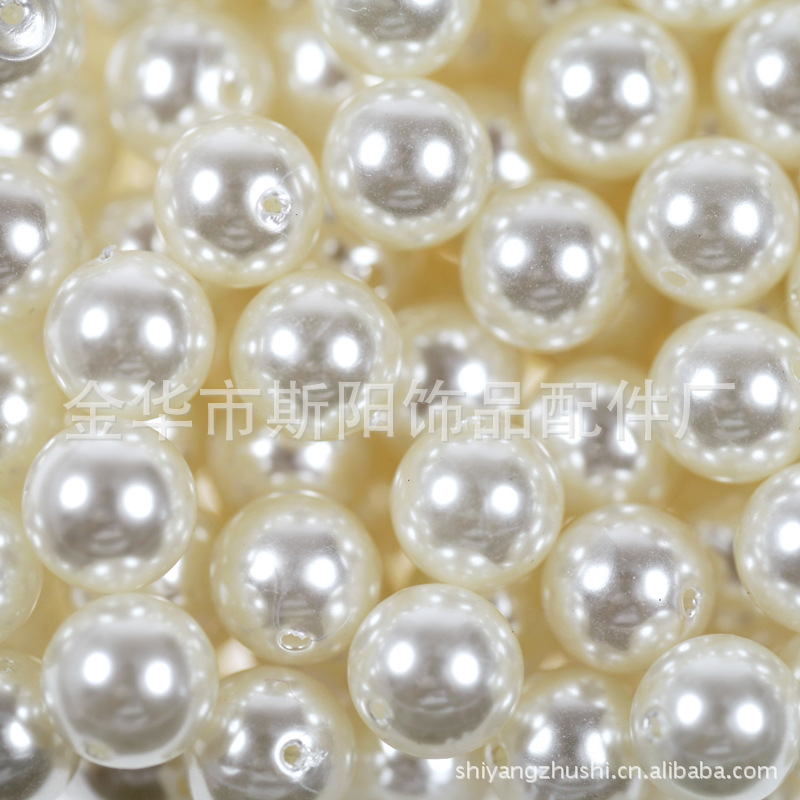 The manufacturer supplies 6mm straight-hole round beads with baked paint and abs imitation pearl diy jewelry accessories wholesale Specification image