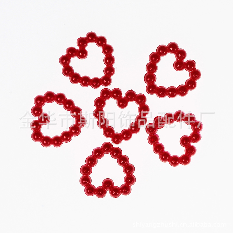 Double-sided plastic baked paint heart-shaped beads, 12*12mm loose beads, connected peach hearts, factory direct sales, in stock supply Specification image