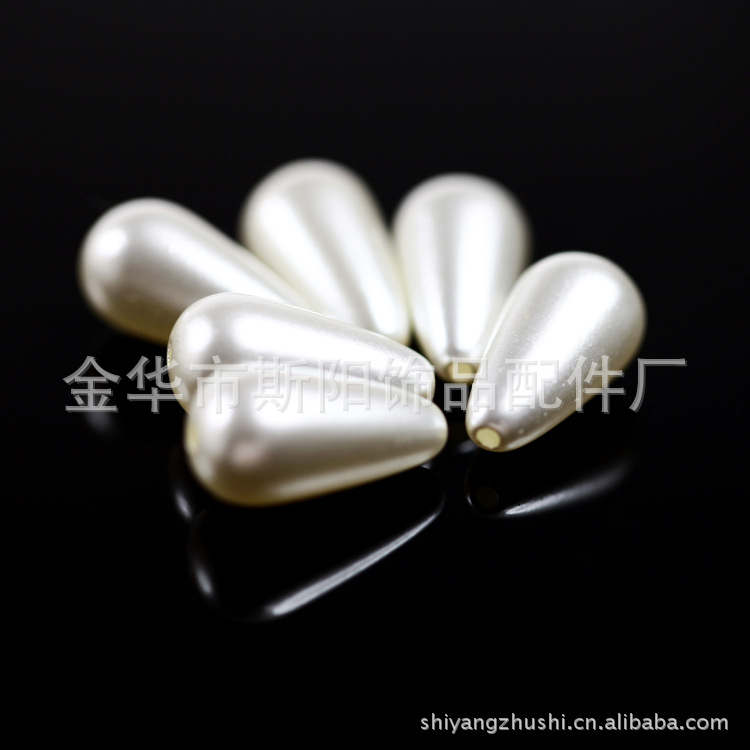 Full environmental protection water drop type straight hole imitation pearl 8*16mm artificial pearl threading water drop