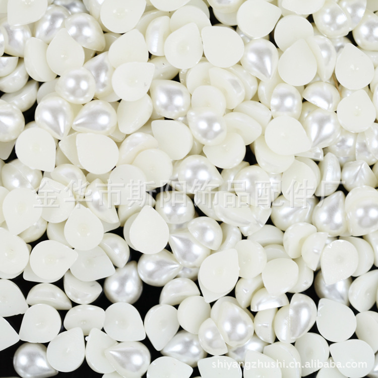 Venta al por mayor 6*8mm gota de agua pintura de hornear perlas de plástico medio lado gota de agua perlas de imitación yiwu calidad fábrica directa Specification image