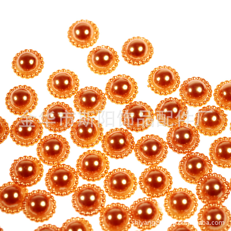 ABS flat bottom half hole baking paint powder bead imitation pearl sunflower DIY accessories