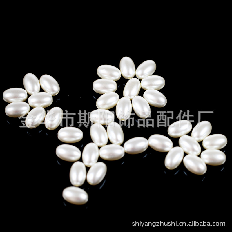 Wholesale of 12*18mm oval lacquered plastic pearl thread imitation pearl loose beads in off-white color, starting from one package Specification image