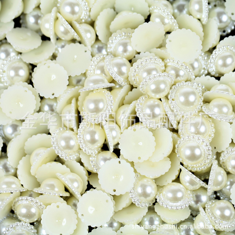 Wholesale double-hole medium-sized sunflower-baked paint loose beads Sunflower-shaped plastic pearl jewelry accessories factory direct sales Specification image