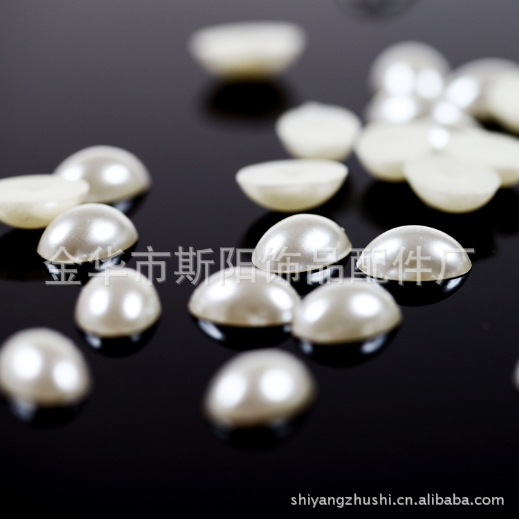 Oval-shaped imitation pearl abs imitation pearl baked paint plastic eco-friendly pearl, half face 12*16mm oval pearl Specification image